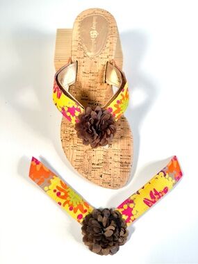 Lindsay Phillips SwitchFlops Yellow Abstract Floral Interchangeable Straps Sz M